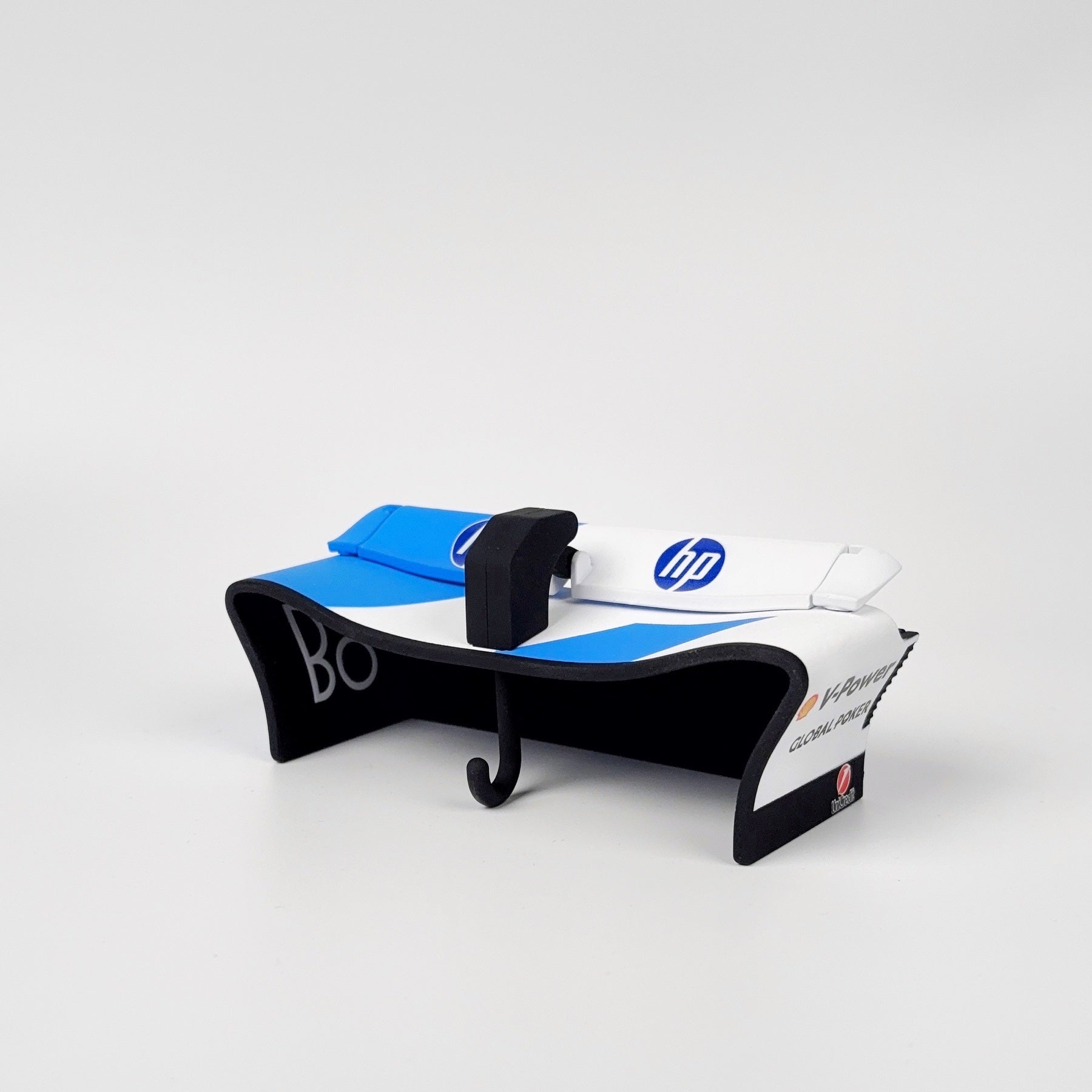 Blue and white DRS rear-wing keyhook